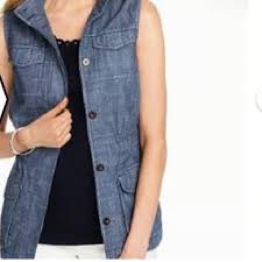Sleeveless Denim Chambray Vest